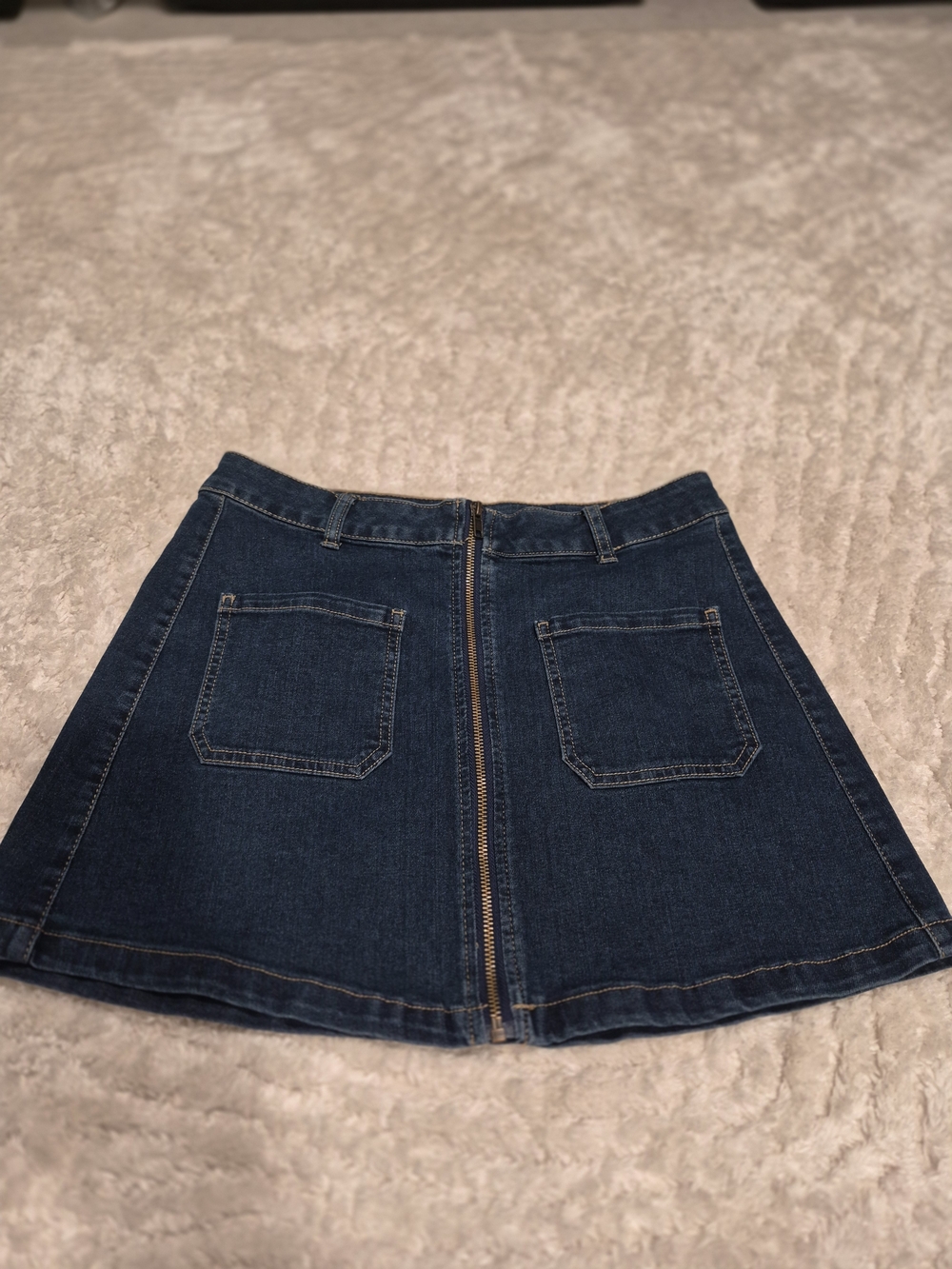 Sincerely Jules Dark Blue Denim Mini Skirt with Front Zip